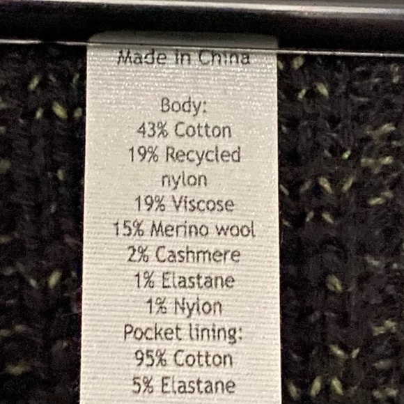 SOLD!!!  Lululemon Cotton Cashmere Wool Blend Cardigan Green & Black Size 10 - Picture 8 of 11